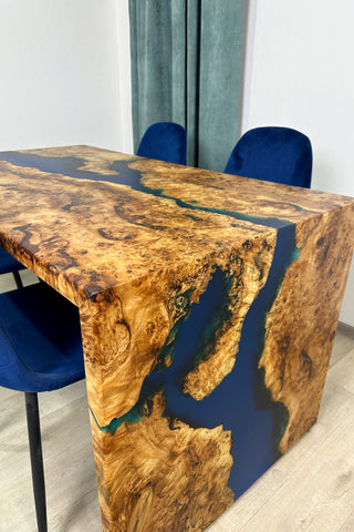 Waterfall Blue Resin Table Dining