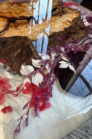 Preserved Flower Round Resin Table