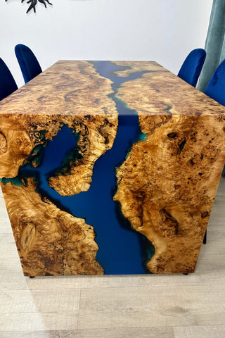Waterfall Blue Resin Table Dining