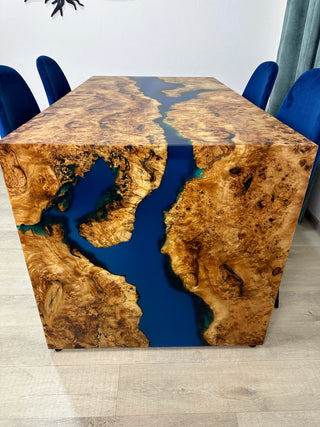 Waterfall Blue Resin Table Dining