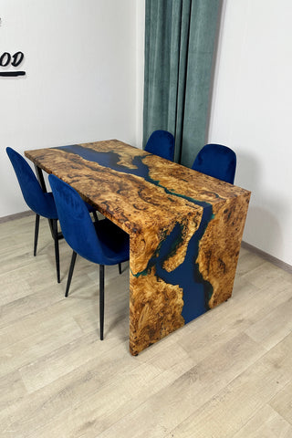 Waterfall Blue Resin Table Dining