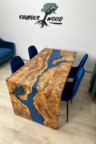 Waterfall Blue Resin Table Dining