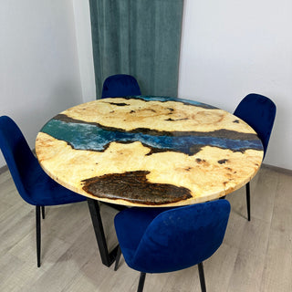 Round Maple Dining Room Table with Epoxy River
