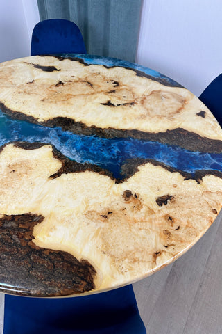 Round Maple Dining Room Table with Epoxy River