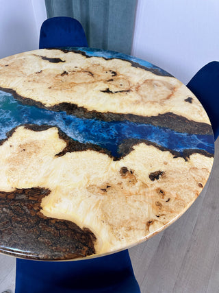 River Resin Wood Dining Table With Mappa Wood