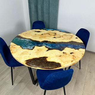 Round Maple Dining Room Table with Epoxy River