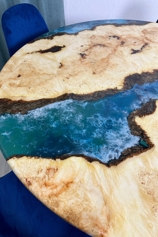 Round Maple Dining Room Table with Epoxy River