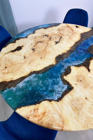 Round Maple Dining Room Table with Epoxy River