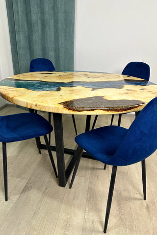 Round Maple Dining Room Table with Epoxy River