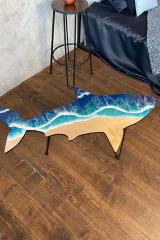 Shark Epoxy Table With Ocean Wave