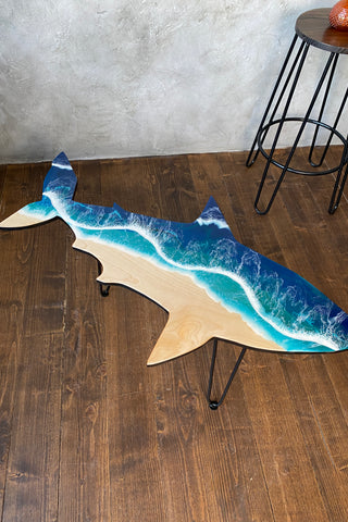 Shark Epoxy Table With Ocean Wave