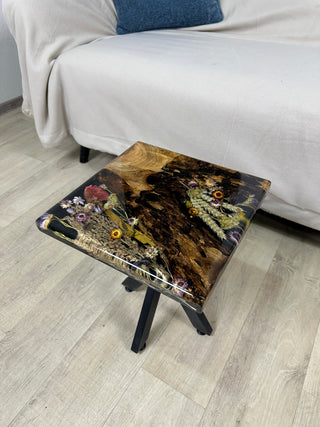 Square Floral Resin Coffee Table
