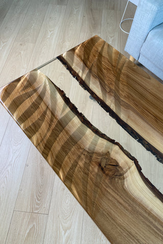 Walnut Coffee Table with Clear Resin