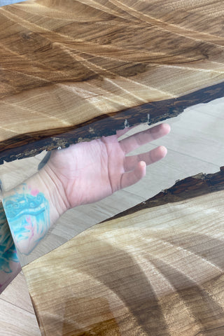 Walnut Coffee Table with Clear Resin