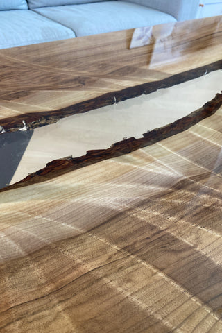 Walnut Coffee Table with Clear Resin