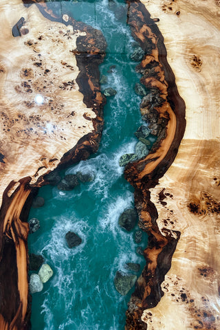 Green Ocean Epoxy River Dining Table