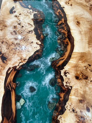 Green Ocean Epoxy River Dining Table