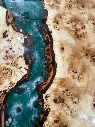 Green Ocean Epoxy River Dining Table