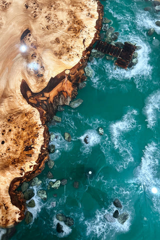 Green Ocean Epoxy River Dining Table