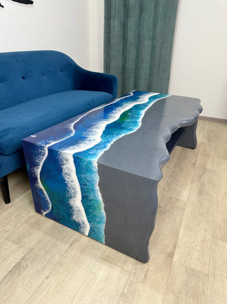 Gray Epoxy and Wood Waterfall Table