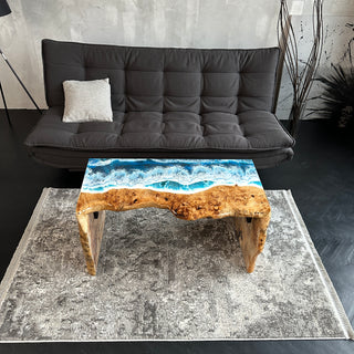 Waterfall Live Edge Coffee Table with Resin