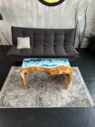 Waterfall Live Edge Coffee Table with Resin