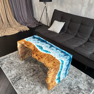 Waterfall Live Edge Coffee Table with Resin