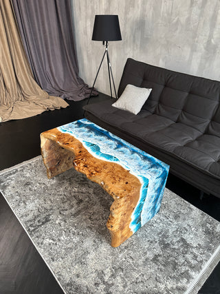 Waterfall Live Edge Coffee Table with Resin