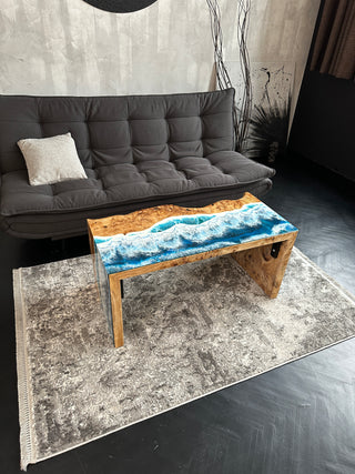 Waterfall Live Edge Coffee Table with Resin