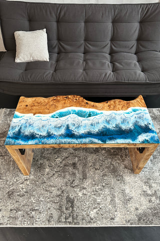 Waterfall Live Edge Coffee Table with Resin
