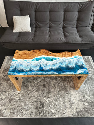 Waterfall Live Edge Coffee Table with Resin