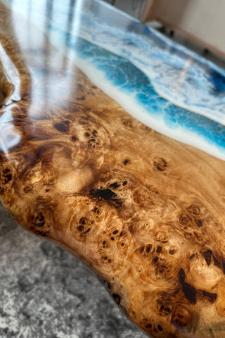 Waterfall Live Edge Coffee Table with Resin