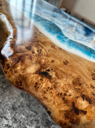 Waterfall Live Edge Coffee Table with Resin