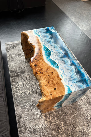 Waterfall Live Edge Coffee Table with Resin