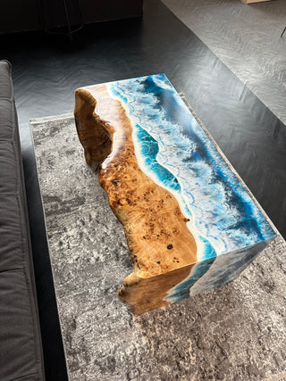 Waterfall Live Edge Coffee Table with Resin