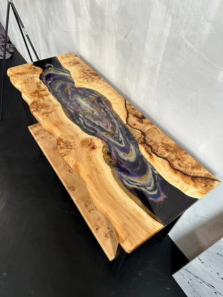 Geode Epoxy River Console Table