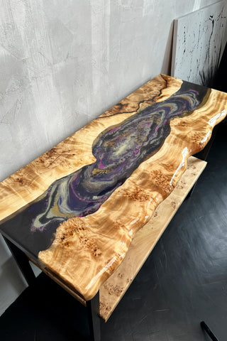 Geode Epoxy River Console Table