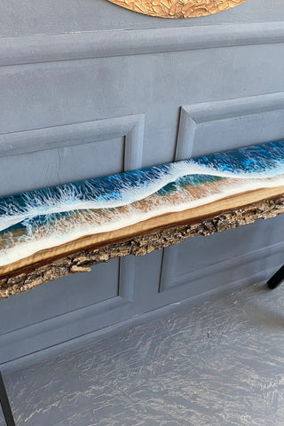 Walnut Wood and Resin Console Table