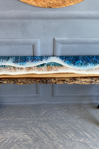 Walnut Wood and Resin Console Table
