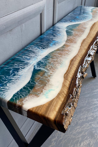 Walnut Wood and Resin Console Table