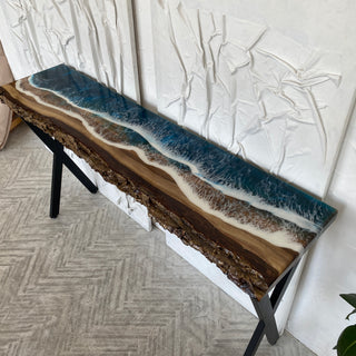 Ocean Wave Epoxy Resin Console Table
