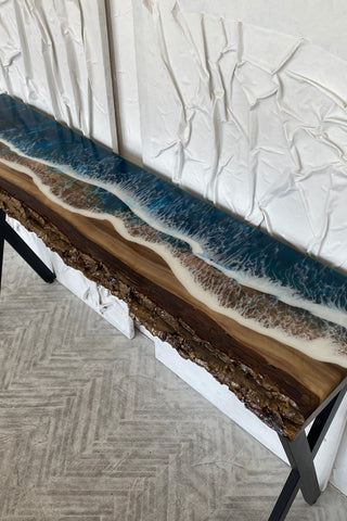 Ocean Wave Epoxy Resin Console Table
