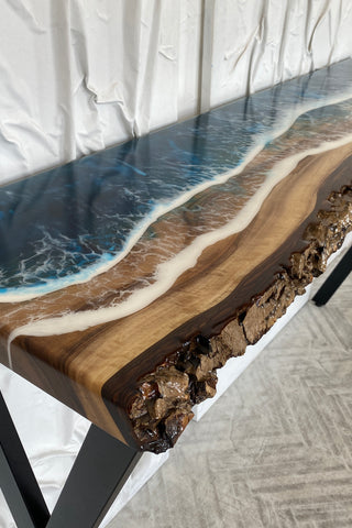 Ocean Wave Epoxy Resin Console Table