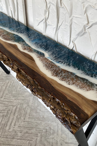 Ocean Wave Epoxy Resin Console Table