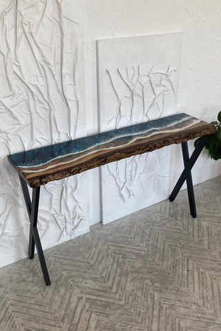 Ocean Wave Epoxy Resin Console Table