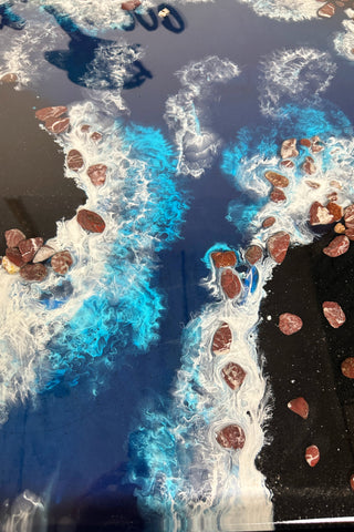 Blue ocean art dinning table for 6