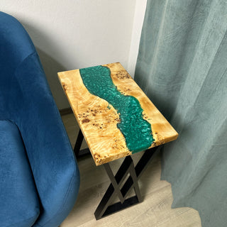 Set mit 2 smaragdgrünen Couchtischen aus Kunstharz