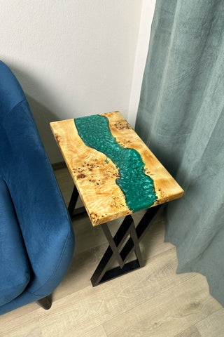 Set mit 2 smaragdgrünen Couchtischen aus Kunstharz