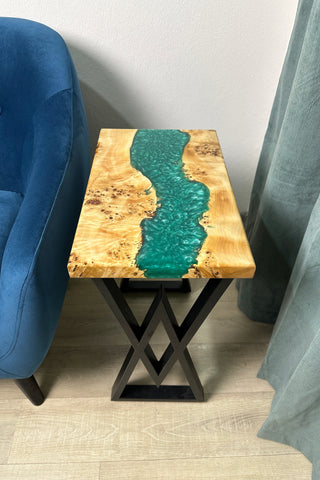 Set mit 2 smaragdgrünen Couchtischen aus Kunstharz