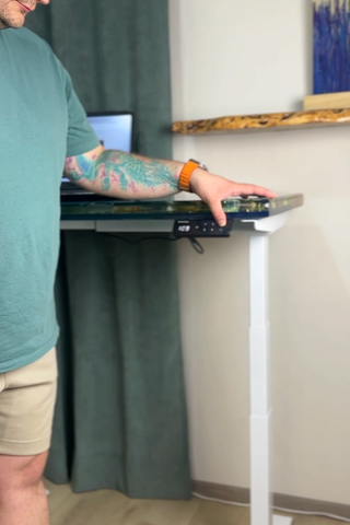 L-Shaped 3D Epoxy Sit Stand Table with Fish